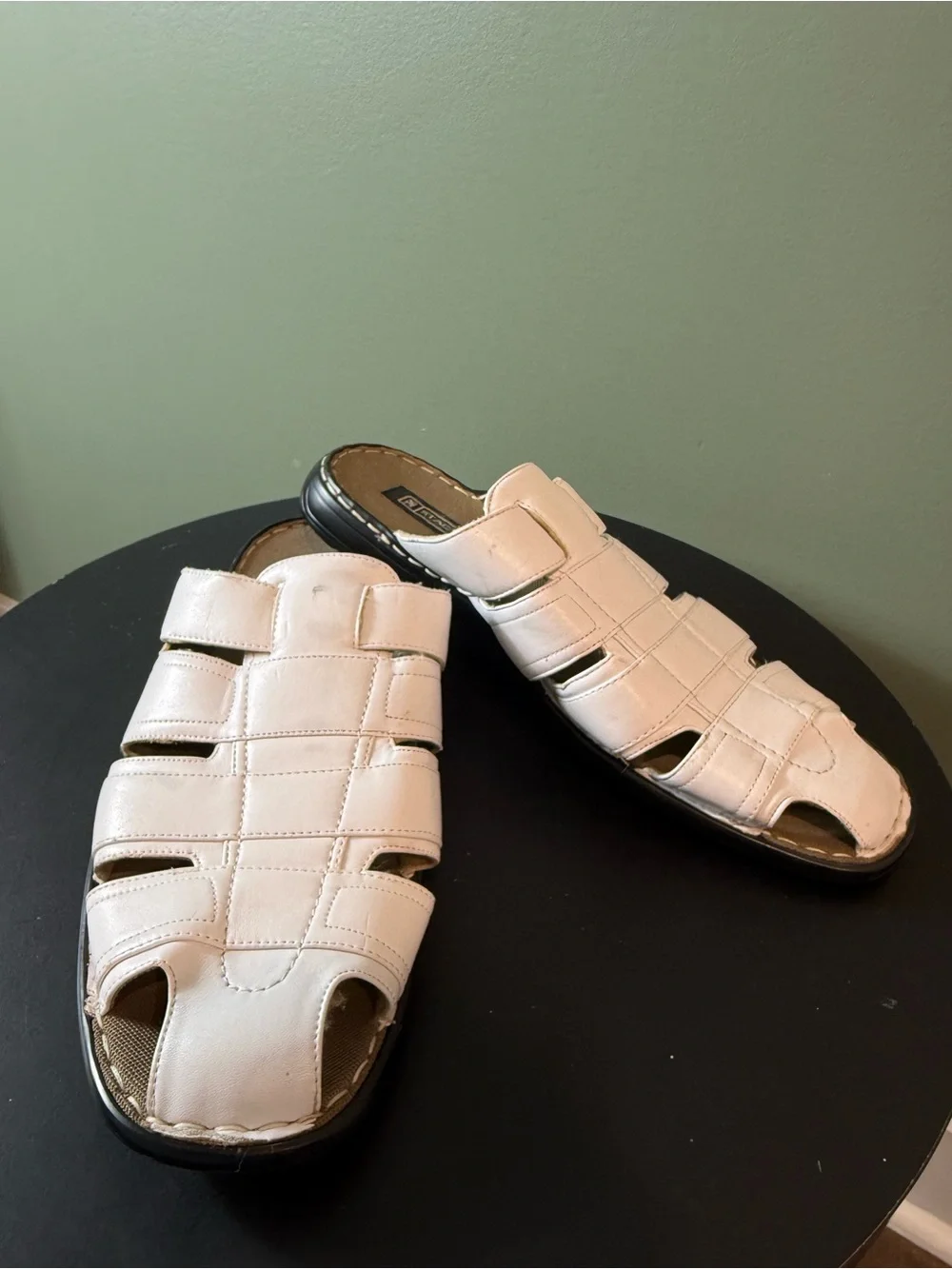 Men's White Leather Fisherman Sandals